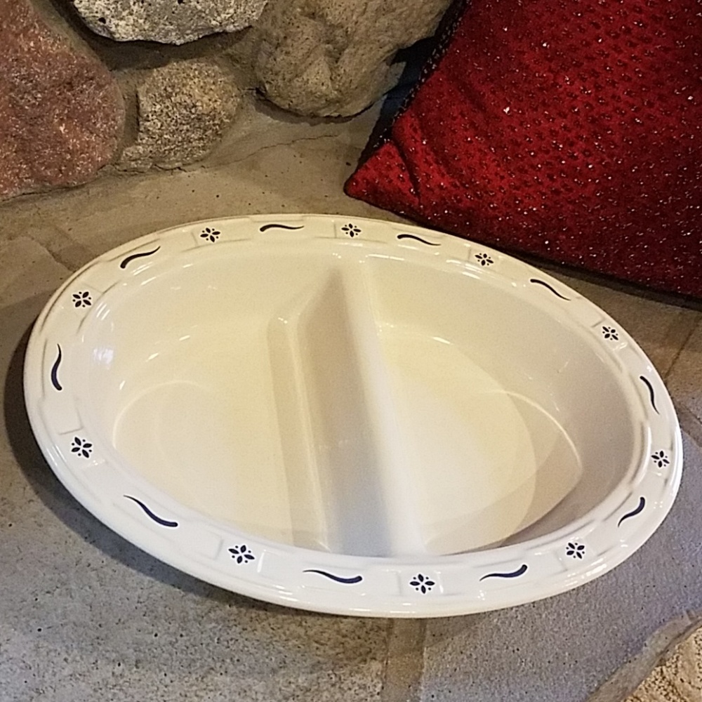 Longaberger Pottery divided serving dish